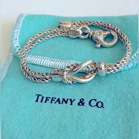 Tiffany & Co. 925 Silver Twisted Double  Rope Lov Knot Bracelet - Paloma Picasso - Picture 3 of 7